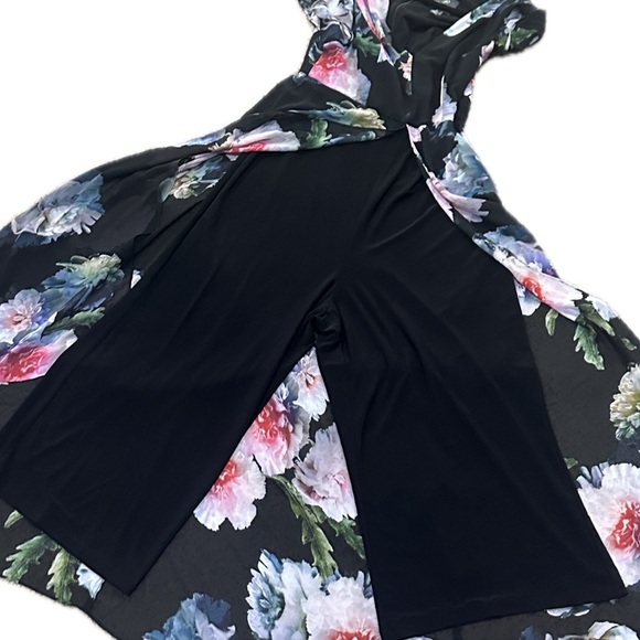 👗🌸 ADRIANNA PAPELL Floral Print Jumpsuit Dress | Sz 8 Flowy Feminine Vacation - Picture 2 of 4